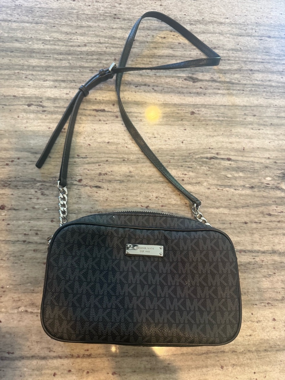 Michael Kors Brown/Black MK Logo Crossbody Bag